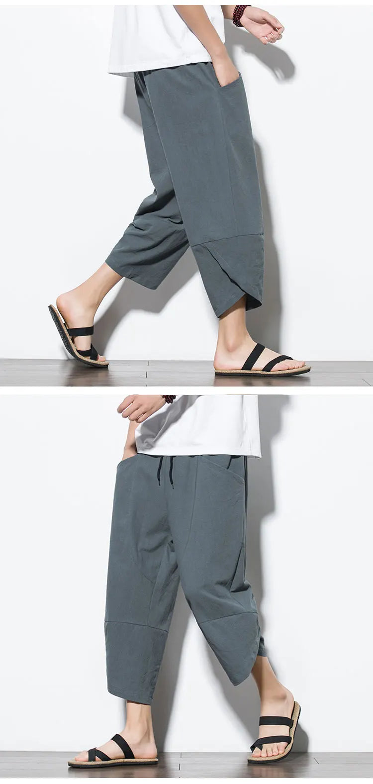 Cotton Linen Calf-Length Harem Pants