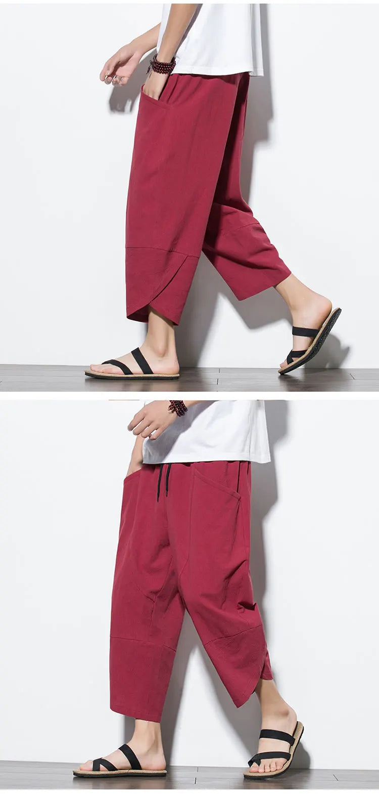 Cotton Linen Calf-Length Harem Pants