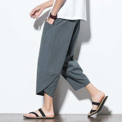 Cotton Linen Calf-Length Harem Pants