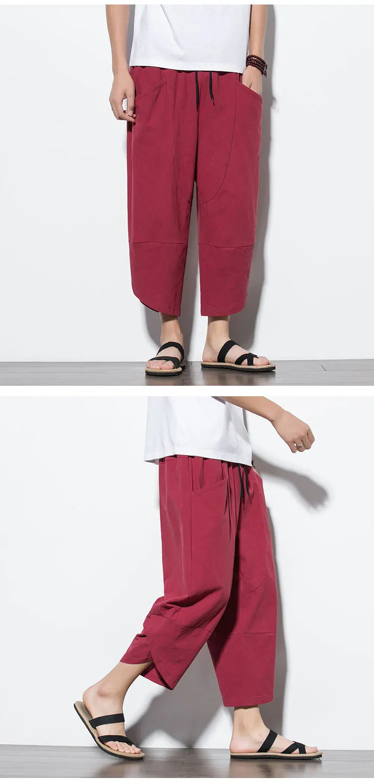 Cotton Linen Calf-Length Harem Pants