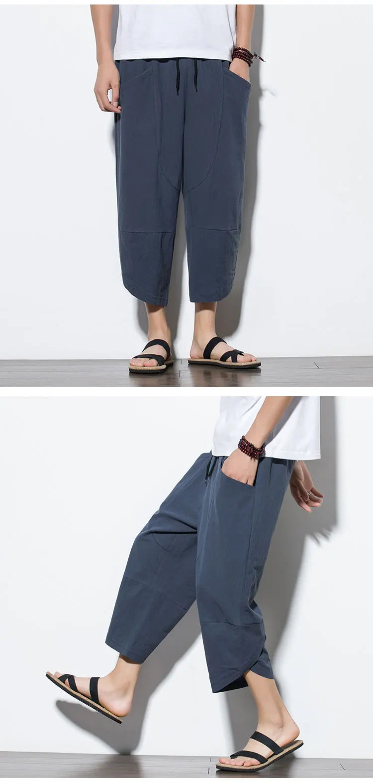 Cotton Linen Calf-Length Harem Pants