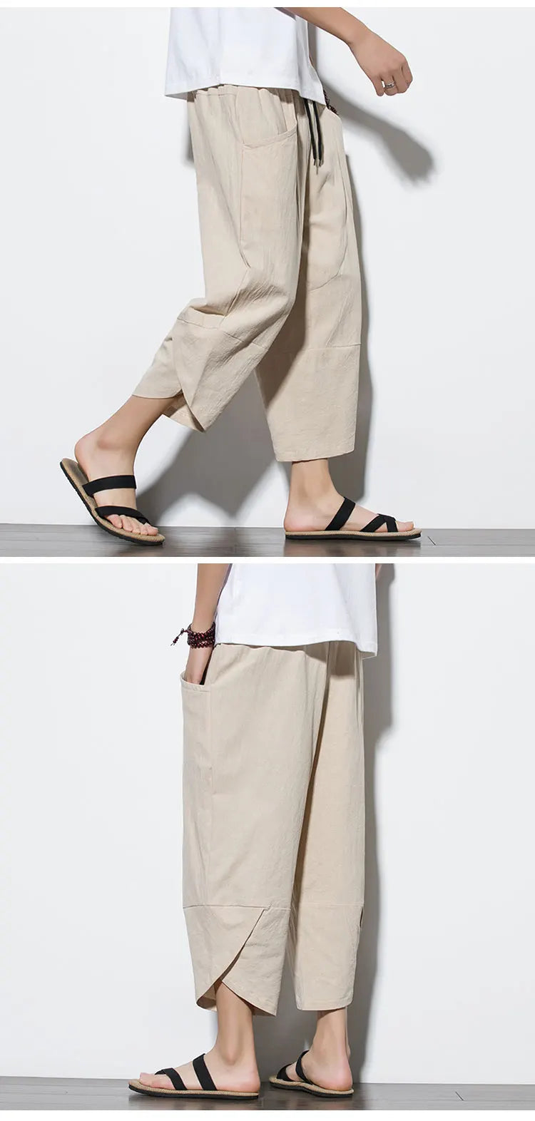 Cotton Linen Calf-Length Harem Pants