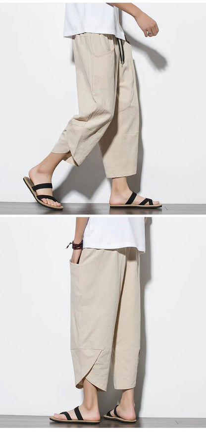 Cotton Linen Calf-Length Harem Pants