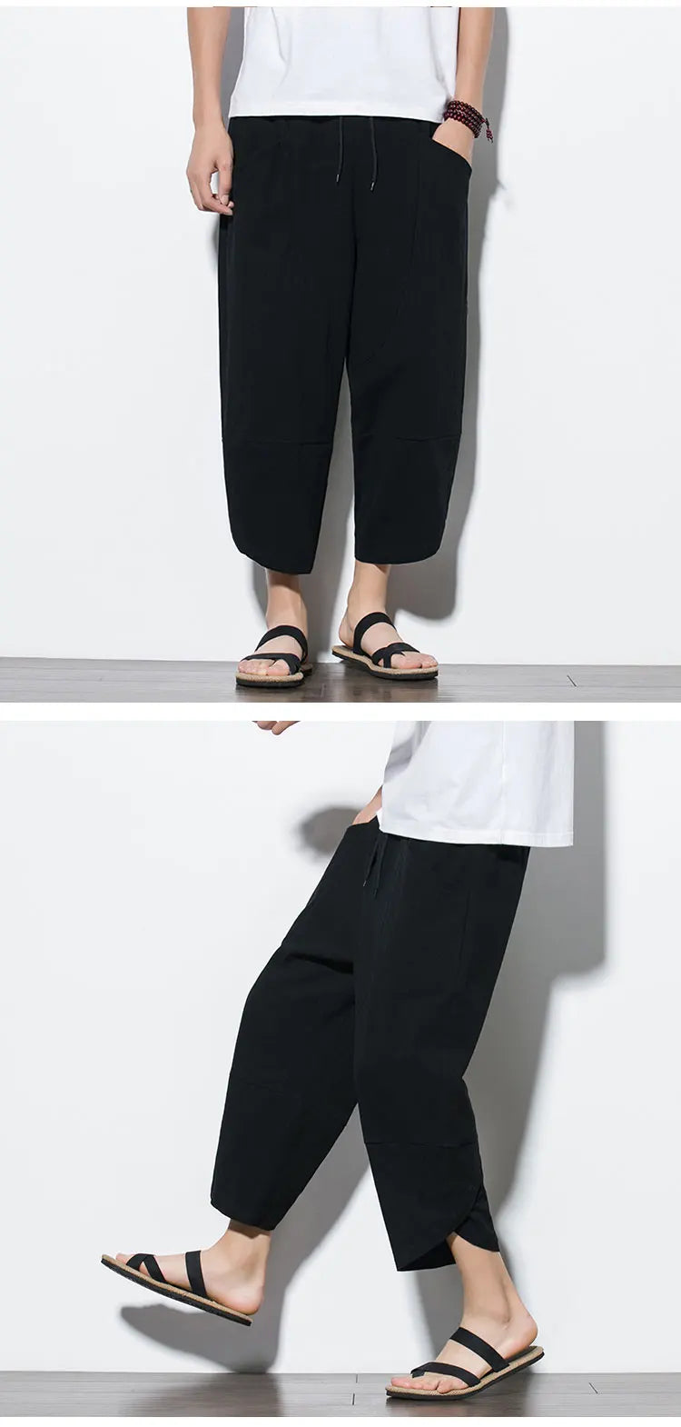 Cotton Linen Calf-Length Harem Pants