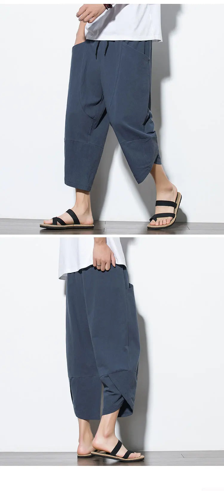 Cotton Linen Calf-Length Harem Pants
