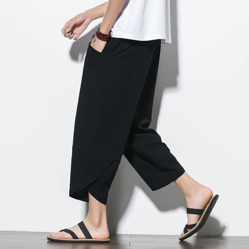 Cotton Linen Calf-Length Harem Pants