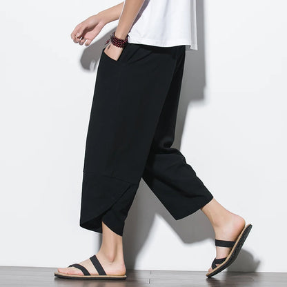 Cotton Linen Calf-Length Harem Pants