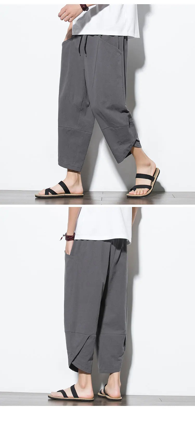 Cotton Linen Calf-Length Harem Pants