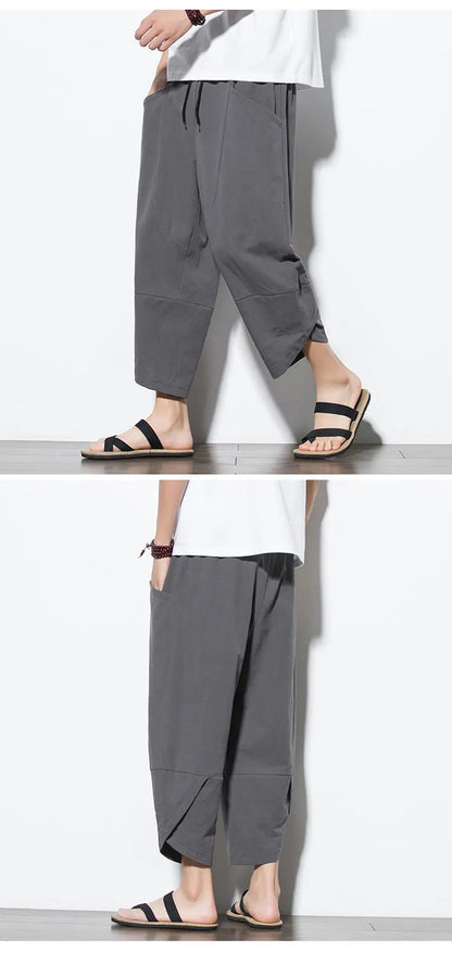 Cotton Linen Calf-Length Harem Pants