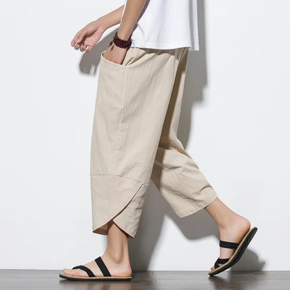 Cotton Linen Calf-Length Harem Pants