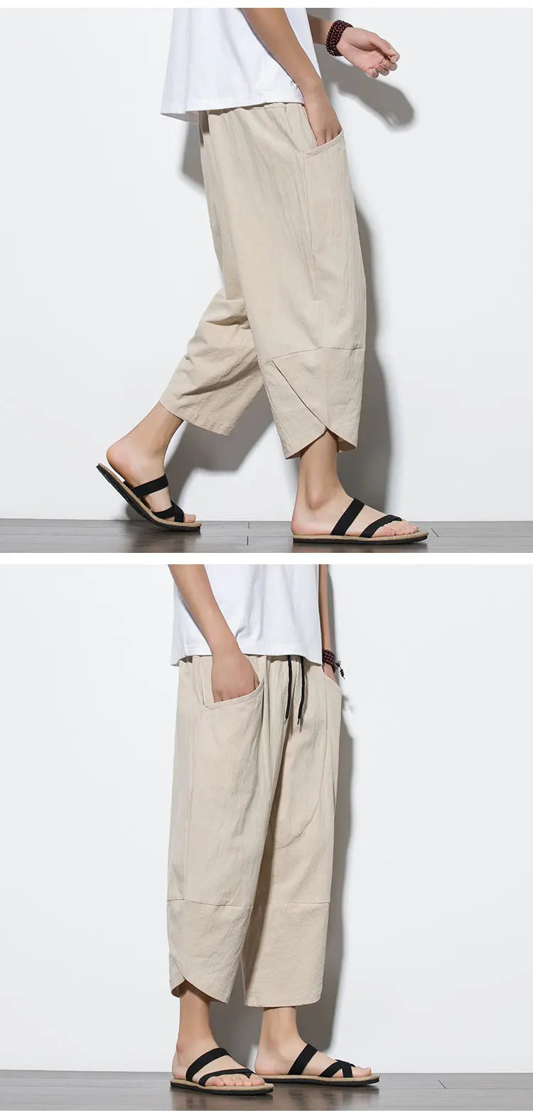 Cotton Linen Calf-Length Harem Pants