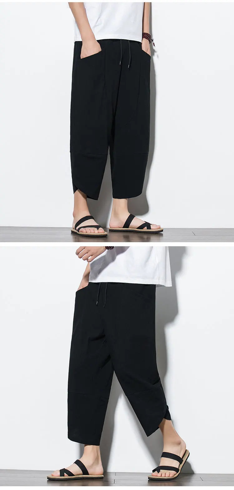 Cotton Linen Calf-Length Harem Pants