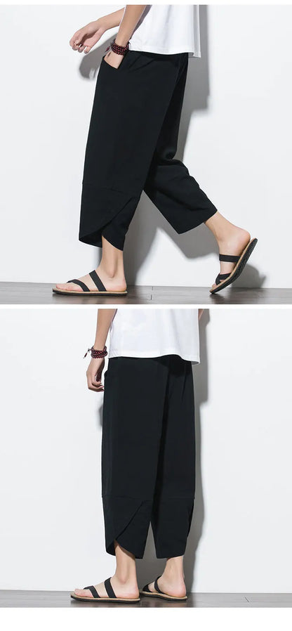 Cotton Linen Calf-Length Harem Pants