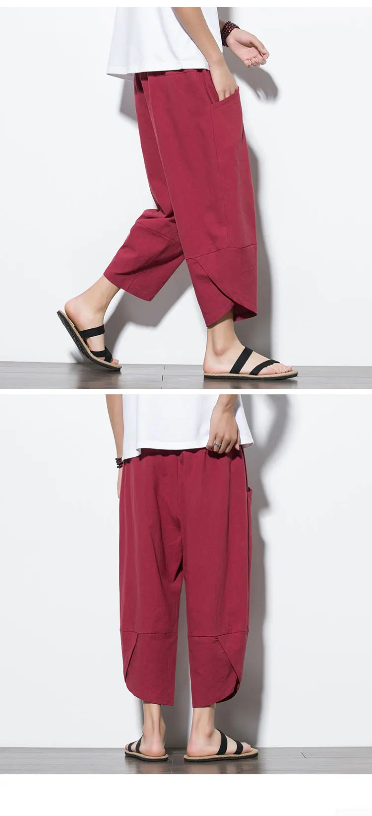 Cotton Linen Calf-Length Harem Pants