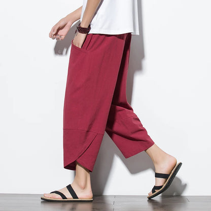 Cotton Linen Calf-Length Harem Pants