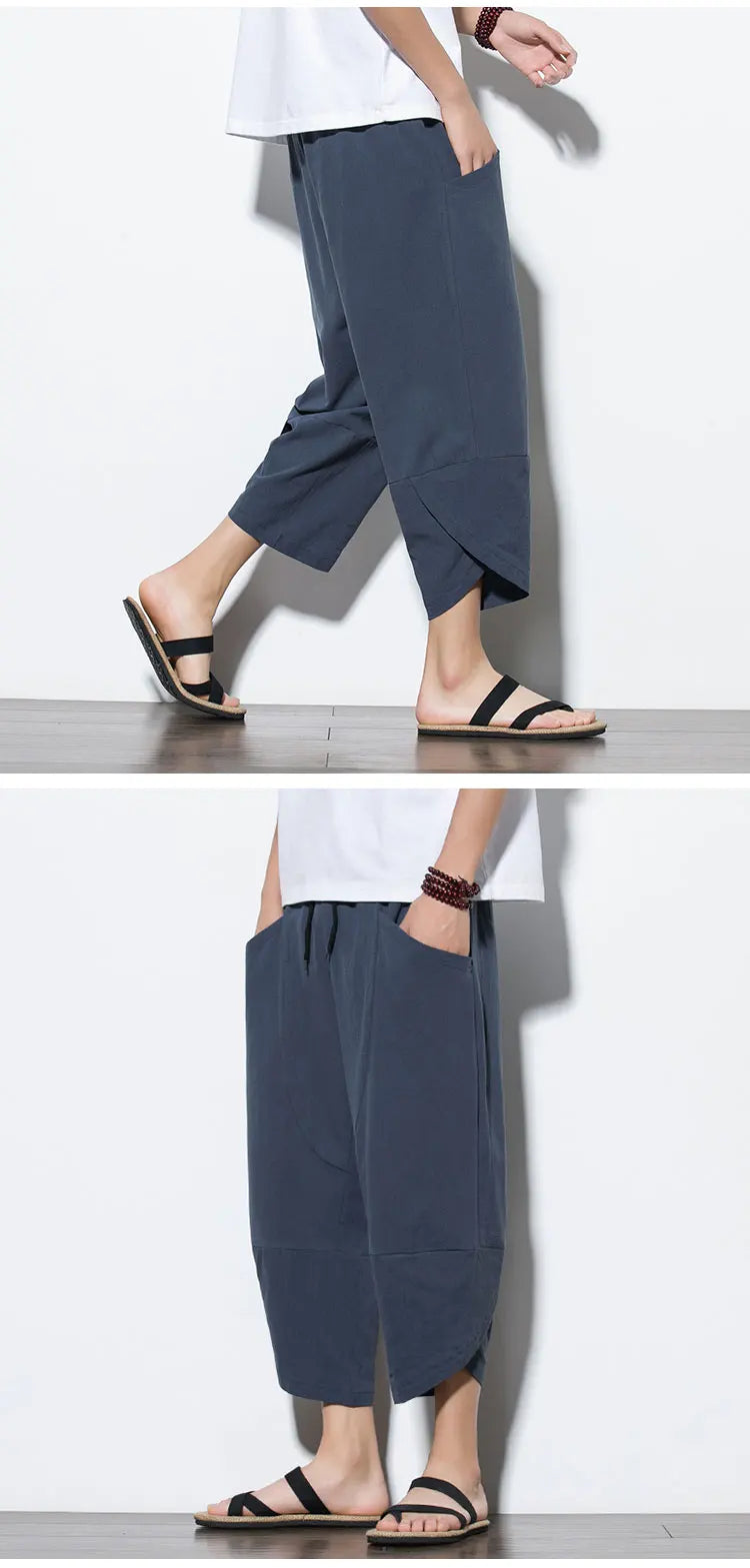 Cotton Linen Calf-Length Harem Pants