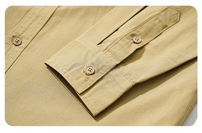 Relaxed Solid-Color Long-Sleeve Shirt