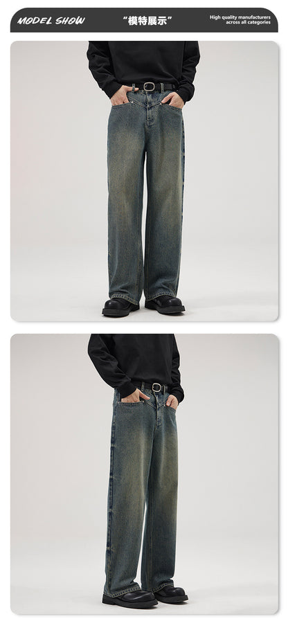 Vintage-Washed Wide-Leg Jeans