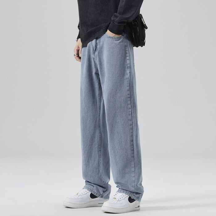 Solid Wide-Leg Street Jeans