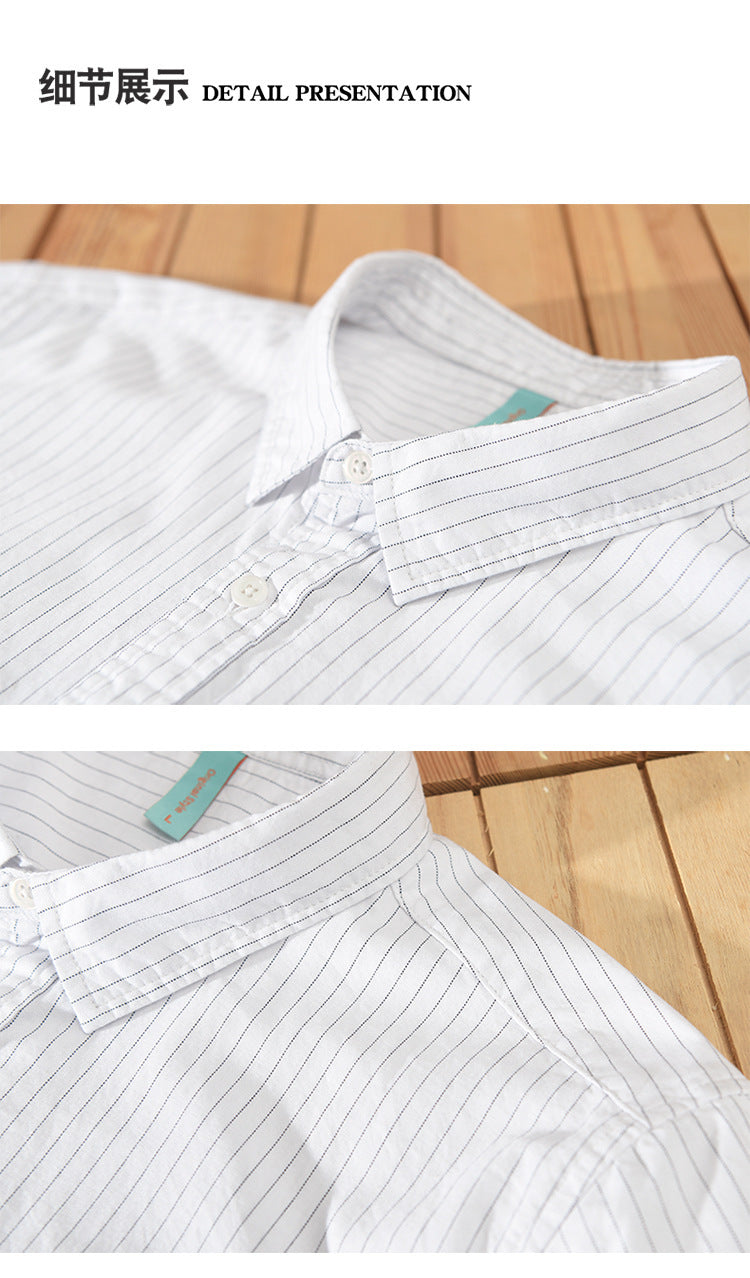 Japanese Striped Embroidered Shirt