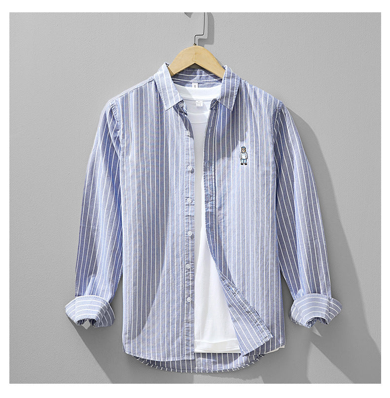 Embroidered Stripe Long-Sleeve Shirt