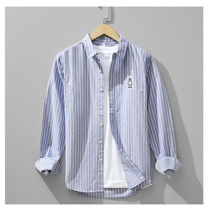 Embroidered Stripe Long-Sleeve Shirt