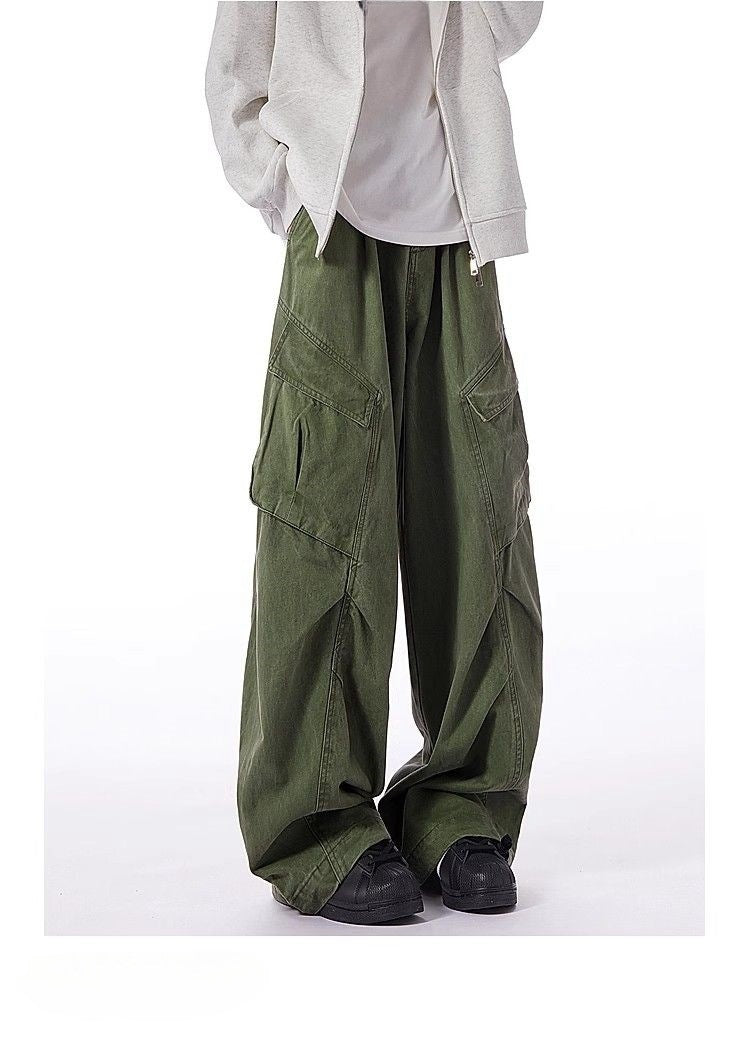 Washed-Cotton Wide-Leg Overalls