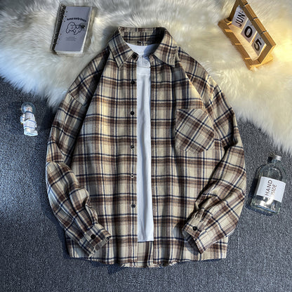 American Retro Plaid Long-Sleeve Shirt
