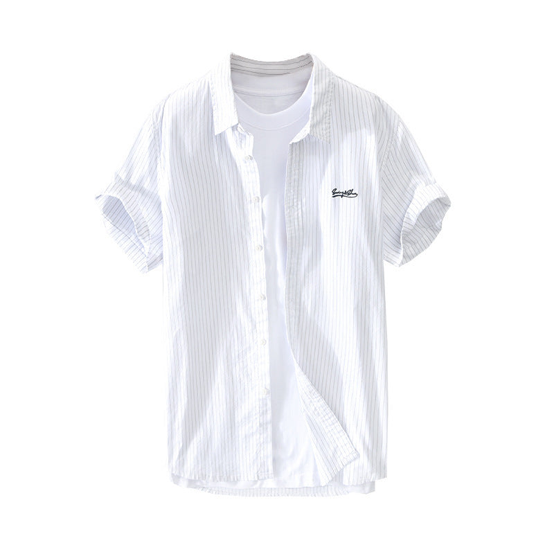 Japanese Striped Embroidered Shirt