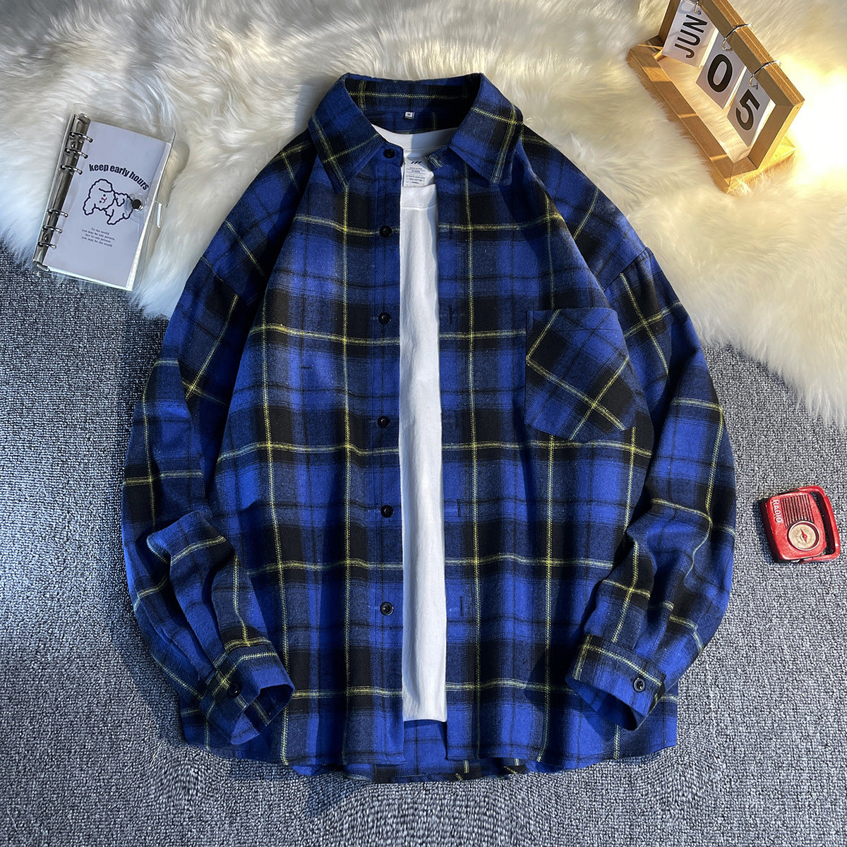 American Retro Plaid Long-Sleeve Shirt