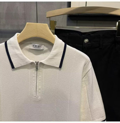Slim-Fit Striped Knit Polo