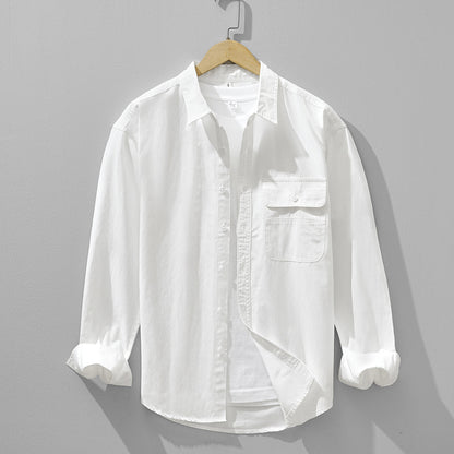 Relaxed Solid-Color Long-Sleeve Shirt