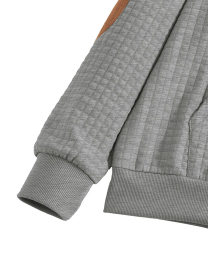 Embroidered Plaid Zip Sweatshirt
