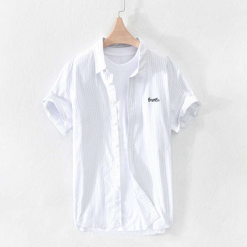Japanese Striped Embroidered Shirt