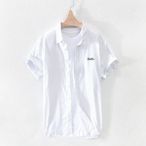Japanese Striped Embroidered Shirt