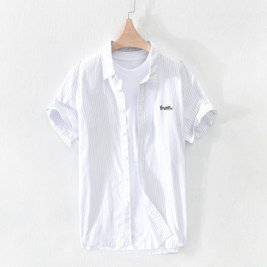 Japanese Striped Embroidered Shirt