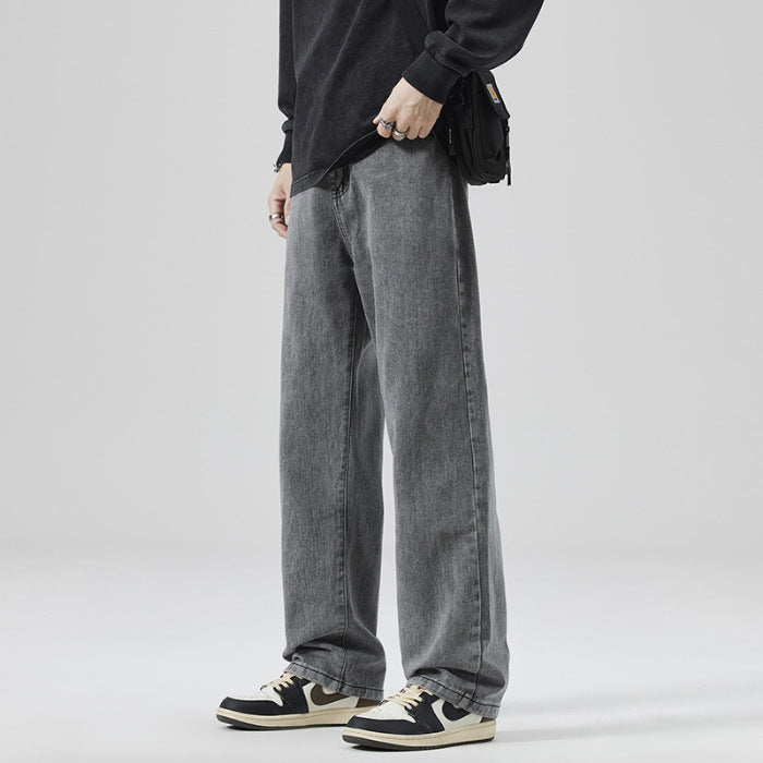 Solid Wide-Leg Street Jeans