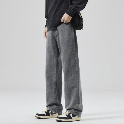 Solid Wide-Leg Street Jeans