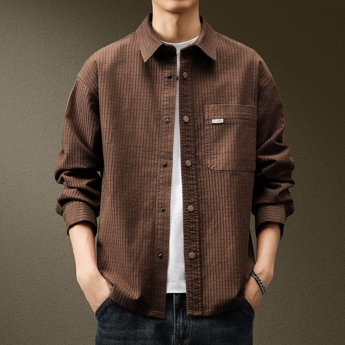 Japanese Textured Waffle Shirt Jacket