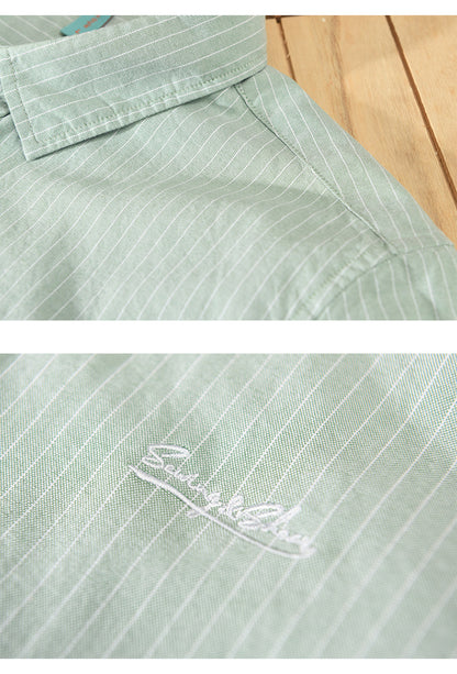 Japanese Striped Embroidered Shirt