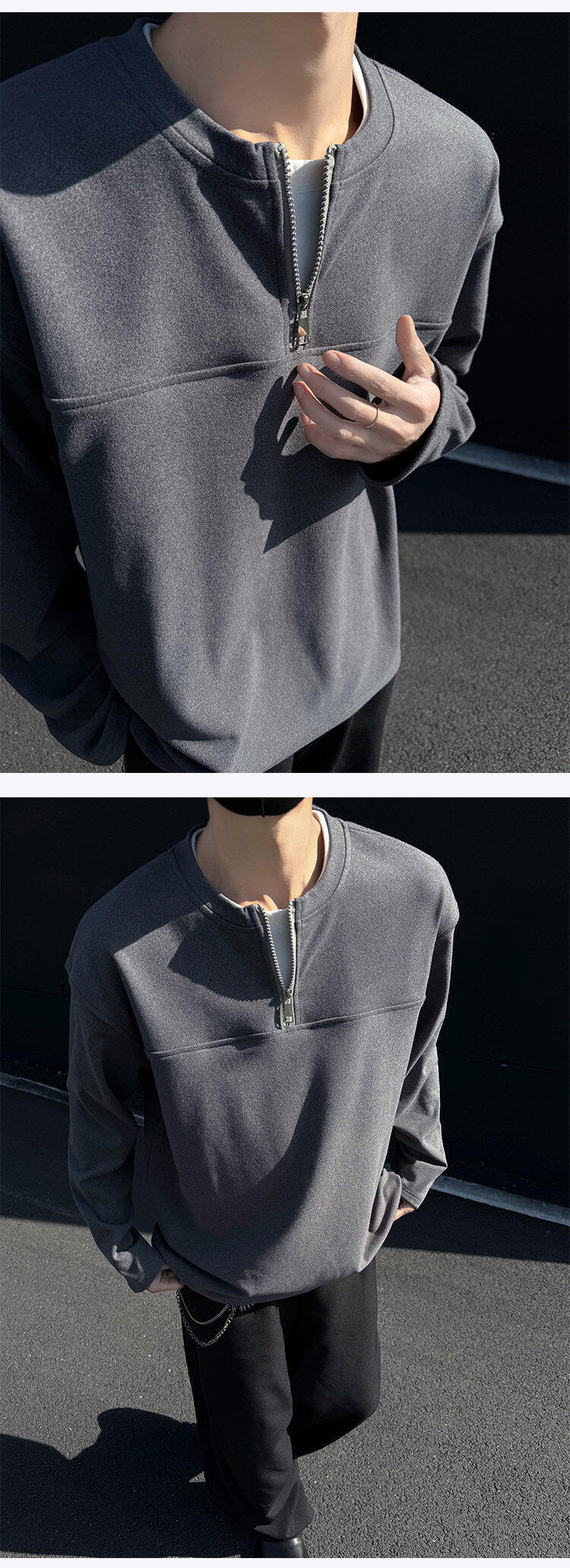 Double-Layer Zip Sweatshirt