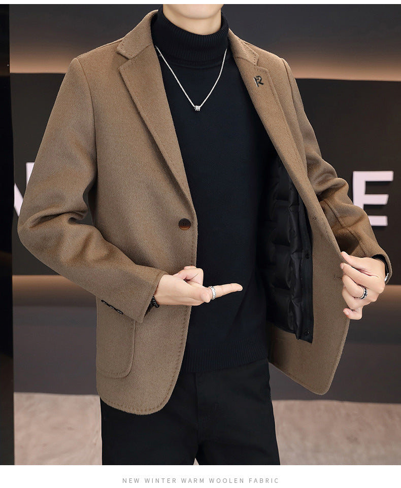 Double-Faced Wool Overcoat with Down Liner