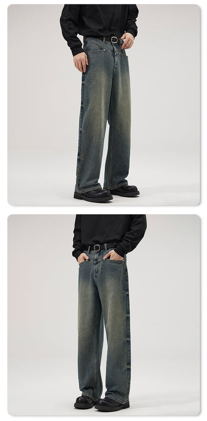 Vintage-Washed Wide-Leg Jeans