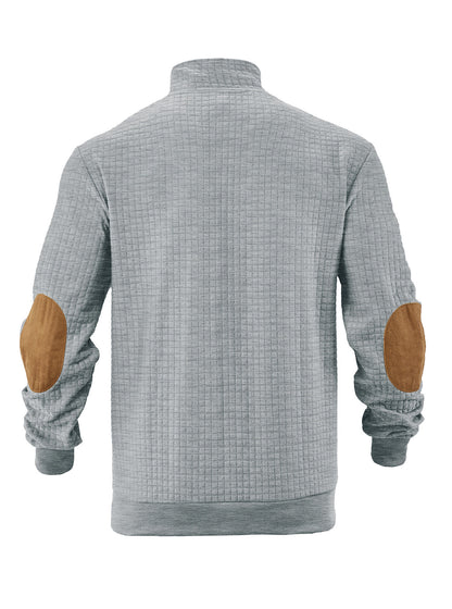 Embroidered Plaid Zip Sweatshirt
