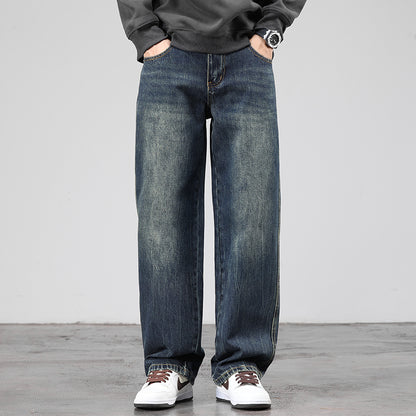 Fleece-Lined Retro Straight Jeans