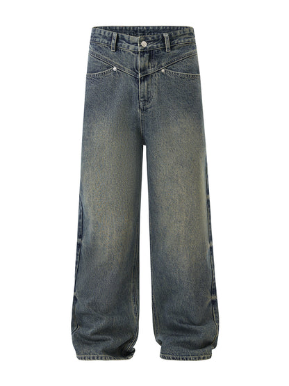 Vintage-Washed Wide-Leg Jeans
