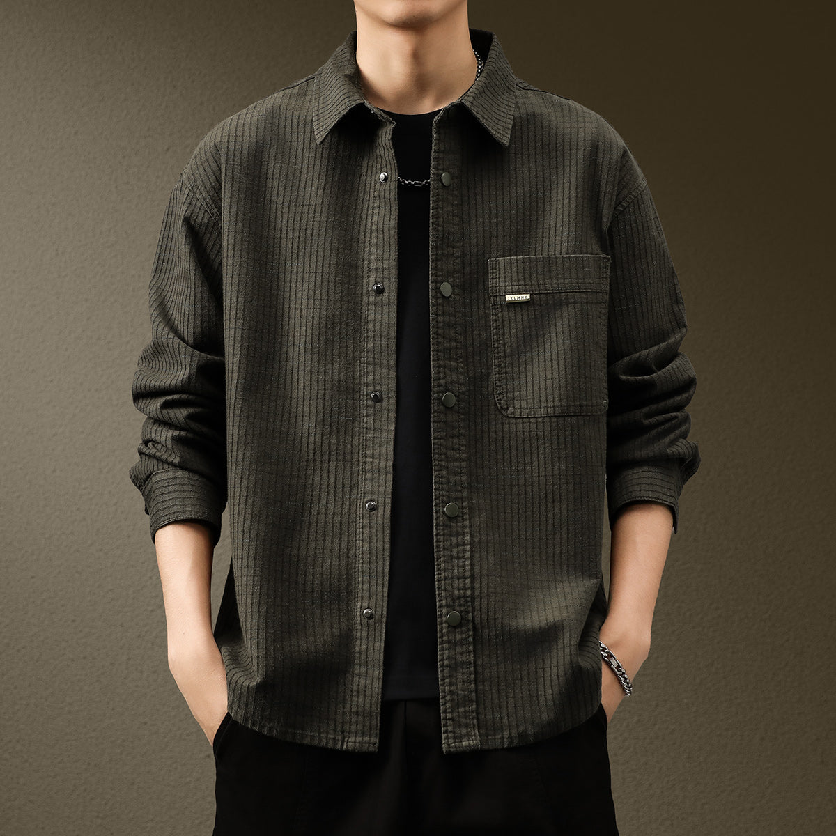 Japanese Textured Waffle Shirt Jacket