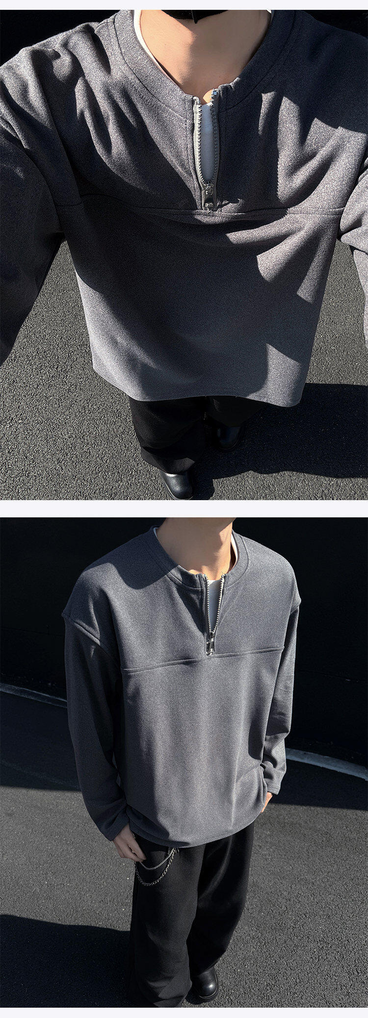 Double-Layer Zip Sweatshirt