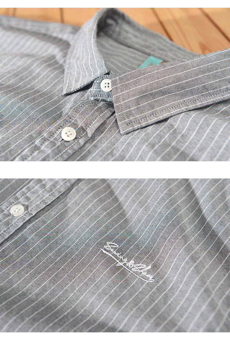 Japanese Striped Embroidered Shirt