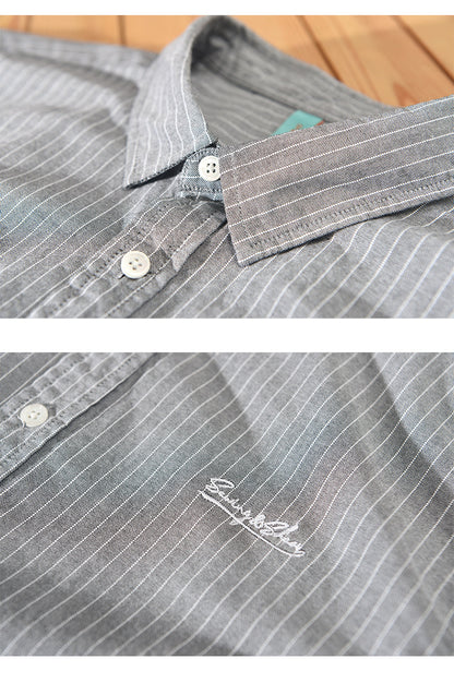 Japanese Striped Embroidered Shirt